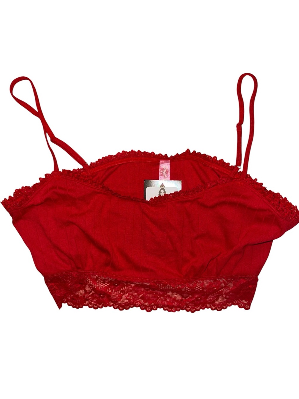 Sugar thrillz pointelle and lace mix bralette 1x nwt